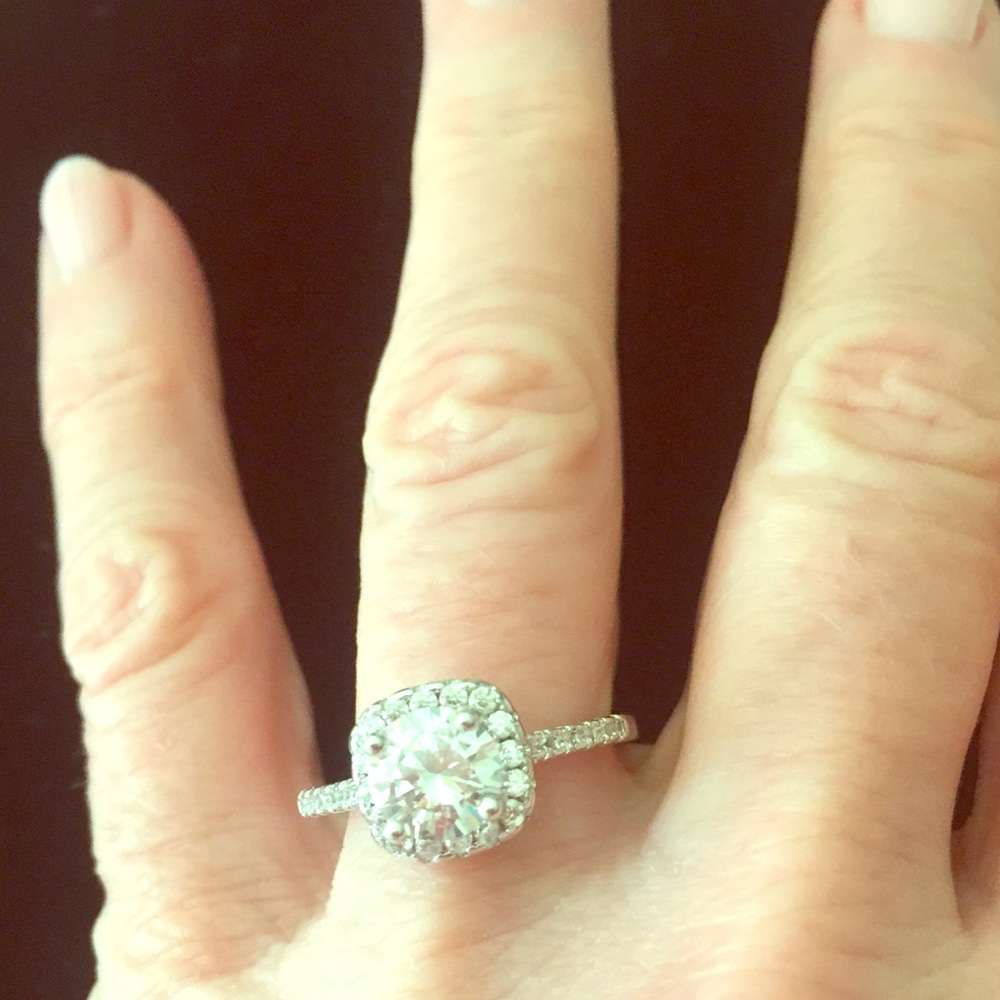 4 Prong Faux Diamond Pave/Halo Ring 7.75